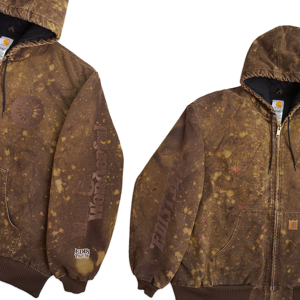 1 OF 1 UPCYCLED "WILD & WONDERFUL" J130 CARHARTT COAT DISTRESSED BROWN