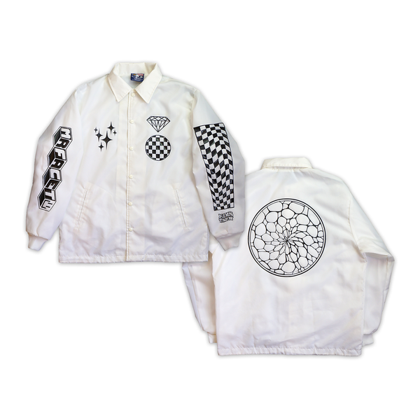 1 OF 1 UPCYCLED MR FACET "CHECKERED" COACHES JACKET WHITE